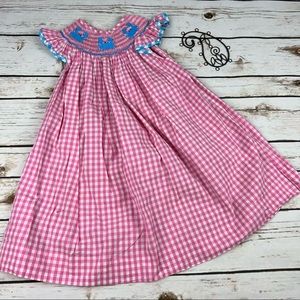Smocked Threads 2t Girls Dress Smocked Pink Gingham Crab